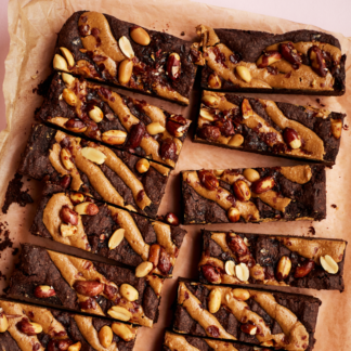 Peanut Butter Brownie Traybake (Gluten Free, Vegan)