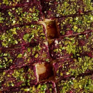 Sour Cherry & Pistachio Traybake (Gluten free, Dairy Free)
